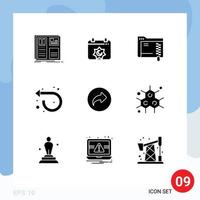 Pack of 9 Modern Solid Glyphs Signs and Symbols for Web Print Media such as basic repeat muslim forward storage Editable Vector Design Elements