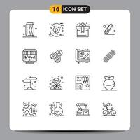 paquete de iconos vectoriales de stock de 16 signos y símbolos de línea para marcadores en línea eco resaltador regalo elementos de diseño vectorial editables vector