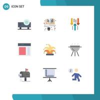 Pack of 9 Modern Flat Colors Signs and Symbols for Web Print Media such as sidebar interface online communication upload Editable Vector Design Elements