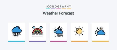 Weather Line Filled 5 Icon Pack Including day. weather. weather. moon. cloud. Creative Icons Design vector