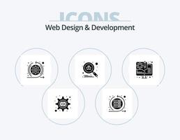 Web Design And Development Glyph Icon Pack 5 Icon Design. design. search. server. scan. sprint vector