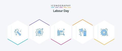 Labour Day 25 Blue icon pack including wood. cutting. settings. construction. trowel vector