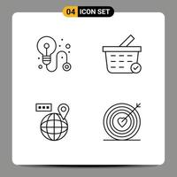 paquete de iconos de vector de stock de 4 signos y símbolos de línea para ubicación de negocios comprar elementos de diseño de vector editables de amor mundial