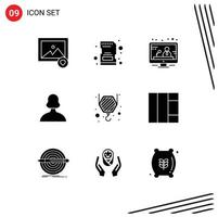 Stock Vector Icon Pack of 9 Line Signs and Symbols for grid crane media construction person Editable Vector Design Elements