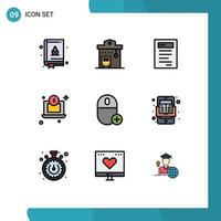 Mobile Interface Filledline Flat Color Set of 9 Pictograms of gadget computers book add dollar Editable Vector Design Elements