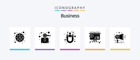 Business Glyph 5 Icon Pack Including promotion. announcement. customer. strategy. consumer. Creative Icons Design vector