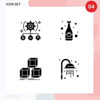 4 User Interface Solid Glyph Pack of modern Signs and Symbols of task arrange setting bottle stack Editable Vector Design Elements