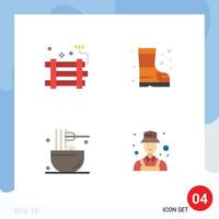 4 Universal Flat Icon Signs Symbols of bomb drinks firework fire meal Editable Vector Design Elements