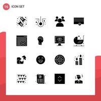 Pack of 16 creative Solid Glyphs of webpage internet students browser payments Editable Vector Design Elements