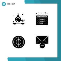 Set of 4 Modern UI Icons Symbols Signs for herb military aroma plans mail Editable Vector Design Elements