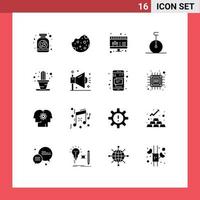 16 Thematic Vector Solid Glyphs and Editable Symbols of business house online cactus monocycle Editable Vector Design Elements