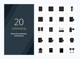 20 Devices Solid Glyph icon for presentation vector