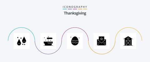 Thanks Giving Glyph 5 Icon Pack Including house. barn. egg. autumn. card vector
