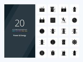 20 Power And Energy Solid Glyph icon for presentation vector