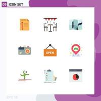 Universal Icon Symbols Group of 9 Modern Flat Colors of picture education holiday camera map Editable Vector Design Elements