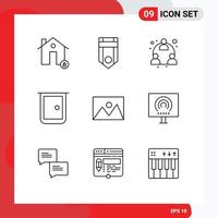 Set of 9 Modern UI Icons Symbols Signs for home door rank buildings mlm Editable Vector Design Elements