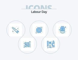 día del trabajo icono azul paquete 5 diseño de iconos. labor. chaqueta. Vio. labor. engranaje vector