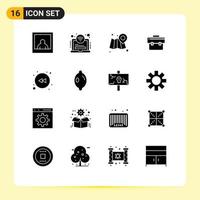 Universal Icon Symbols Group of 16 Modern Solid Glyphs of lemon rewind map left portfolio Editable Vector Design Elements