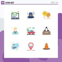 Pictogram Set of 9 Simple Flat Colors of car man balloons male christian Editable Vector Design Elements