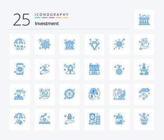 inversión 25 paquete de iconos de color azul que incluye dólar. SEO inversión. inversión. joya vector