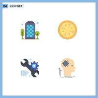4 Thematic Vector Flat Icons and Editable Symbols of building gear living area service creative Editable Vector Design Elements