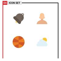 Group of 4 Flat Icons Signs and Symbols for alarm festival avatar user sky Editable Vector Design Elements