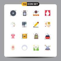 Set of 16 Modern UI Icons Symbols Signs for web palette folders color theatre Editable Pack of Creative Vector Design Elements