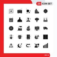 25 Thematic Vector Solid Glyphs and Editable Symbols of wedding love user briefcase ping pong Editable Vector Design Elements