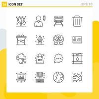 16 Creative Icons Modern Signs and Symbols of wash clean computer trash delete Editable Vector Design Elements