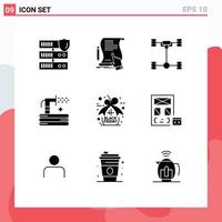 Set of 9 Modern UI Icons Symbols Signs for summer grass agreement flush chassis Editable Vector Design Elements