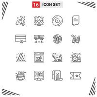 Set of 16 Modern UI Icons Symbols Signs for finance conversation renewable chat turntable Editable Vector Design Elements