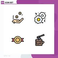 Modern Set of 4 Filledline Flat Colors Pictograph of business sticker sign fast log Editable Vector Design Elements