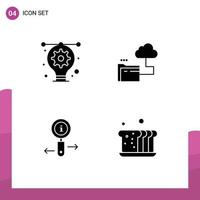 4 Solid Glyph concept for Websites Mobile and Apps artwork information illustration storage search Editable Vector Design Elements