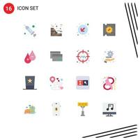 Modern Set of 16 Flat Colors Pictograph of plus drop down blood processor Editable Pack of Creative Vector Design Elements