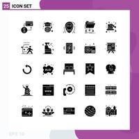 25 Thematic Vector Solid Glyphs and Editable Symbols of network files dead data monster Editable Vector Design Elements