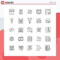 Set of 25 Modern UI Icons Symbols Signs for media database wire cloud screen Editable Vector Design Elements