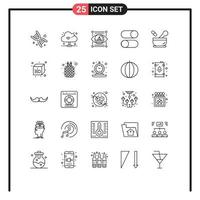 Universal Icon Symbols Group of 25 Modern Lines of medical settings gadget radio layout Editable Vector Design Elements