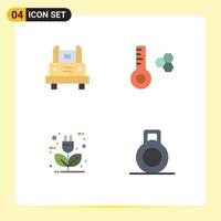 4 Thematic Vector Flat Icons and Editable Symbols of bus charger transportation temperature meter ecology Editable Vector Design Elements