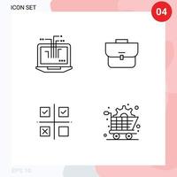 Universal Icon Symbols Group of 4 Modern Filledline Flat Colors of computer management hardware suitcase product Editable Vector Design Elements