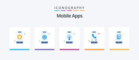 Mobile Apps Flat 5 Icon Pack Including information. calling. app. phone. call. Creative Icons Design vector