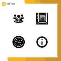 Set of 4 Modern UI Icons Symbols Signs for group discount conversation layout commerce Editable Vector Design Elements