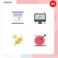 Pictogram Set of 4 Simple Flat Icons of curtain farming rollers profile grains Editable Vector Design Elements