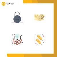 Pack of 4 Modern Flat Icons Signs and Symbols for Web Print Media such as lock relations secure hands creative Editable Vector Design Elements