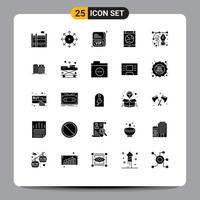 Pack of 25 Modern Solid Glyphs Signs and Symbols for Web Print Media such as design smartphone card online connection Editable Vector Design Elements