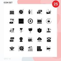Set of 25 Modern UI Icons Symbols Signs for sport dumbbell human new year chat Editable Vector Design Elements