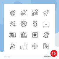 16 iconos creativos, signos y símbolos modernos de la ciencia, cometa, plano objetivo, papel, elementos de diseño vectorial editables vector