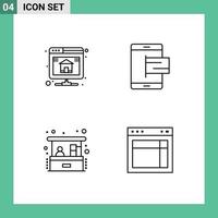 4 User Interface Line Pack of modern Signs and Symbols of backup investment server mobile investment Editable Vector Design Elements