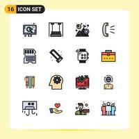 Set of 16 Modern UI Icons Symbols Signs for customer support call kindergarten answer growth Editable Creative Vector Design Elements