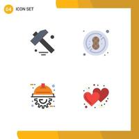 Stock Vector Icon Pack of 4 Line Signs and Symbols for construction project diet automation love Editable Vector Design Elements