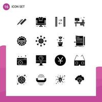 Pictogram Set of 16 Simple Solid Glyphs of medal book store office money Editable Vector Design Elements